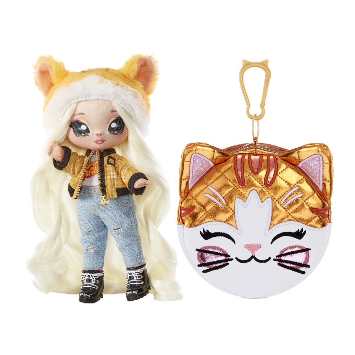 Na! Na! Na! Surprise - Muñeca Con Bolso Pompón Set 2 En 1 Glam Series Tabitha Nekota (Gato)