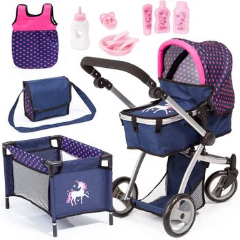 Set Carrito Muñecas Combi + Cuna De Viaje Y Accesorios