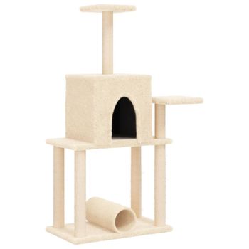 Rascador Para Gatos Con Postes De Sisal Color Crema 122 Cm Vidaxl