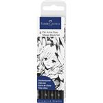 Estuche con 4 Rotuladores Faber-Castell Pitt Art Pen puntas XS, M, SB, SC negro