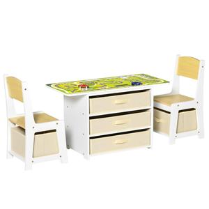 Homcom - Conjunto de mesa y 2 sillas con cajones