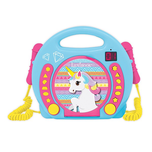 Lector CD portátil con 2 micrófonos Unicornio