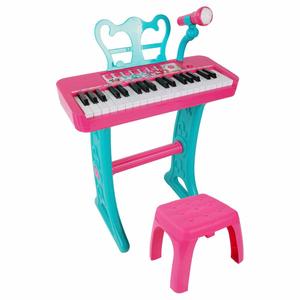 Music Star - Teclado con taburete rosa