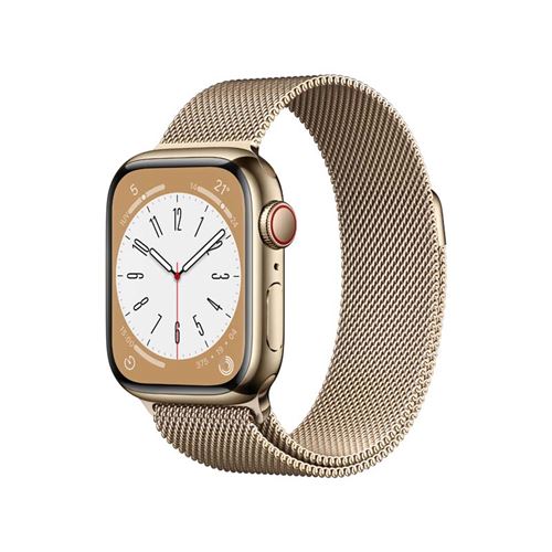 Apple Watch S8 41mm LTE Caja de acero inoxidable Oro y correa Loop Milanese Oro