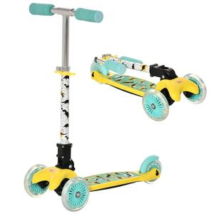 Homcom - Patinete 3 ruedas plegable amarillo