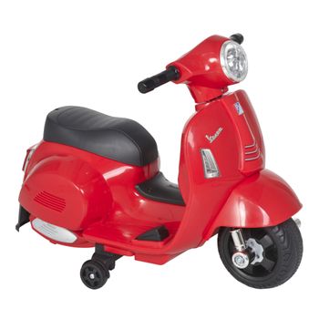 Moto Eléctrica Vespa Para Niños 18-36 Meses Faro Bocina Rojo Homcom