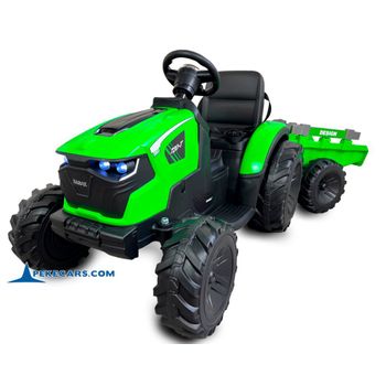 Tractor Eléctrico Peketrac 8100 24v Verde Pekecars - Tractor Eléctrico Infantil Para Niños +1 Año Con Mando Control Remoto, Equipo De Sonido Y Batería