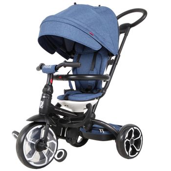 Triciclo Evolutivo Plegable Prime - Color Azu - Chasis Metálico - Asiento Giratorio - Incluye Capota - De 10 A 36 Meses - Soporta Hasta 25 Kg - Qplay