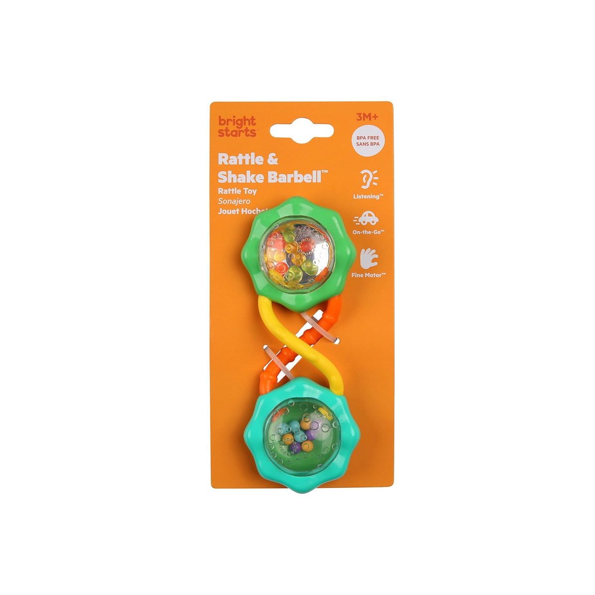 Bright Starts - Sonajero Bolitas Rattle & Shake Barbell Toy Multicolor