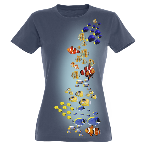 Camiseta Mujer Peces de colores color Azul