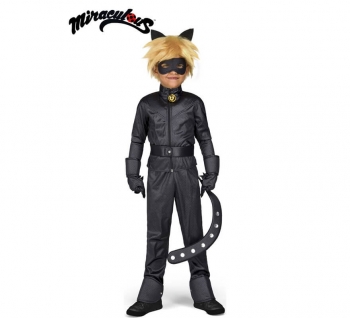 Disfraz De Cat Noir De Miraculous Ladybug Con Peluca Para Niño