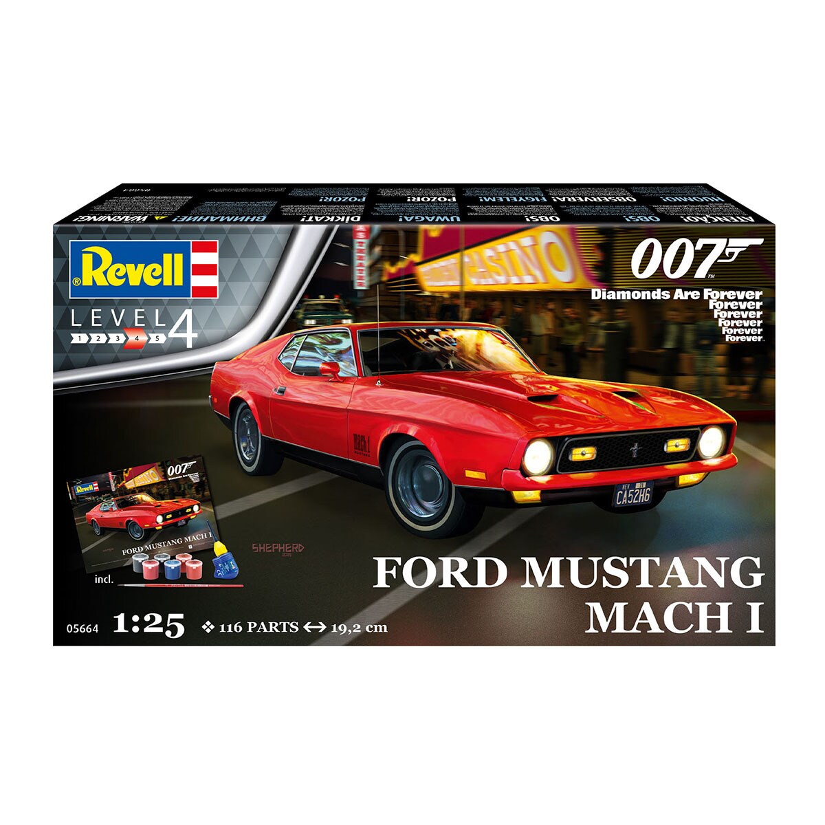 Revell - Maqueta James Bond Ford Mustang I con accesorios básicos Revell.