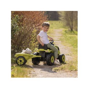 Tractor Infantil Con Pedales Farmer Xl Verde Muy Resistente Con Remolque Smoby