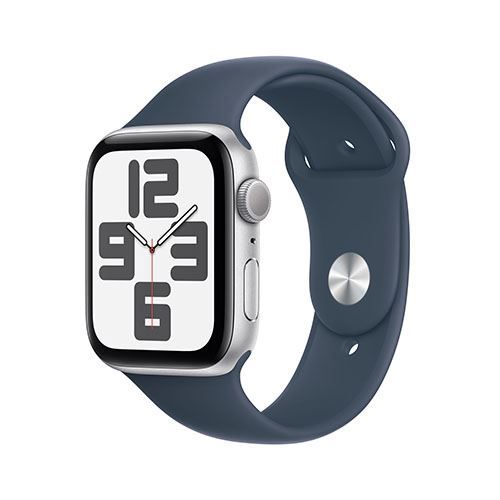 Apple Watch SE 44 mm GPS, Caja de aluminio en plata y correa deportiva Azul abismo - Talla S/M