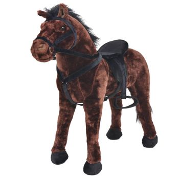 Caballo De Peluche De Pie Marrón Oscuro Xxl Vidaxl