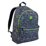 Mochila escolar Milan 2 cremalleras Maze marrón y verde