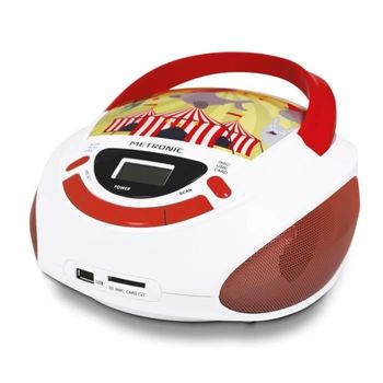 Metronic 477145 Radio Cd Infantil Circus Style - Rojo Y Blanco