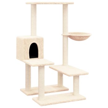 Rascador Para Gatos Con Postes De Sisal Color Crema 94,5 Cm Vidaxl