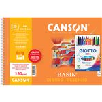 Bloc de Dibujo A4 Canson Guarro Basik Liso 20 hojas 150g + 12 Ceras Giotto