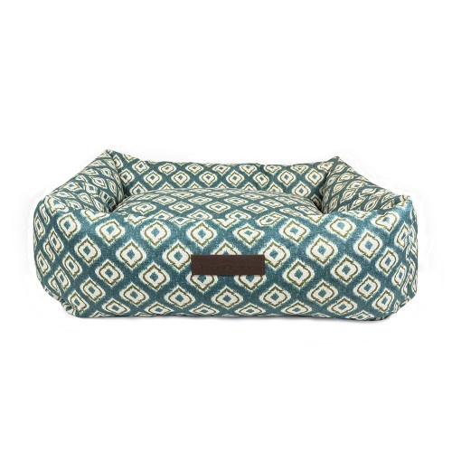 Cama impermeable Ikat para perros color Verde