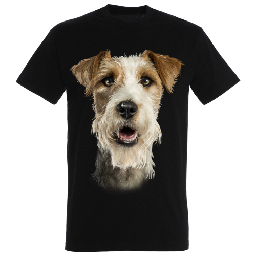 Camiseta Jack Russell pelo largo para hombre color Negro