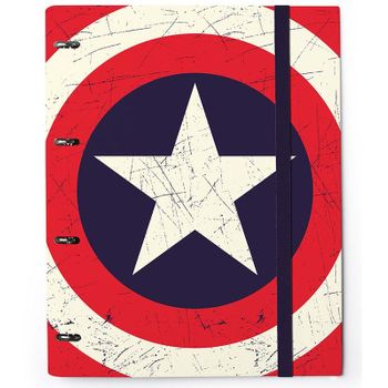 Carpeta A4 Anillas Capitan America Marvel Banda Elastica