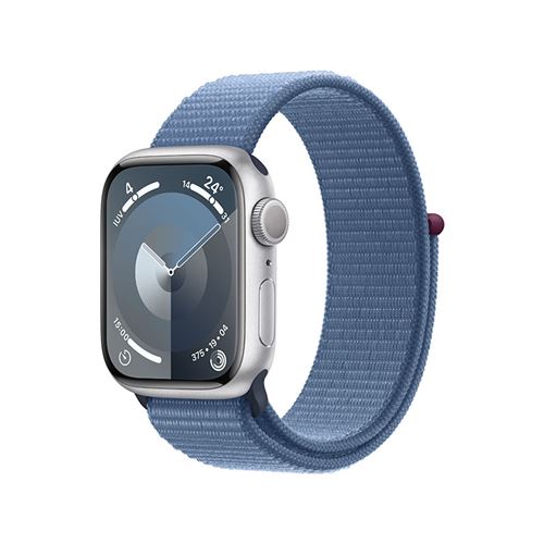 Apple Watch S9 GPS 41mm Caja de aluminio Plata y correa Loop deportiva Azul invierno