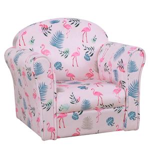 Homcom - Sillón infantil rosa con flamencos