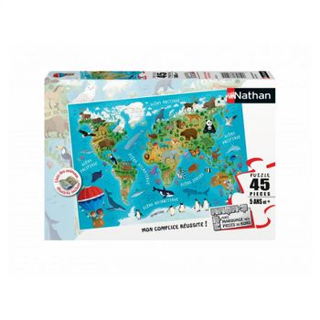 Puzzle 45 P - Mapa Del Mundo Animal