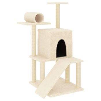 Rascador Para Gatos Con Postes De Sisal Color Crema 110,5 Cm Vidaxl