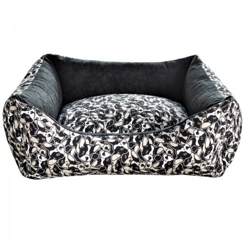 Cama reversible con estampado de Bulldog para perros