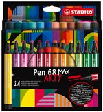 Estuche con 24 rotuladores premium STABILO Pen 68 MAX con punta biselada