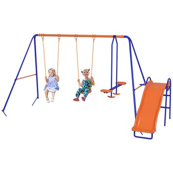 Columpio Infantil 4 En 1 Con Cuerda Ajustable Multicolor Outsunny