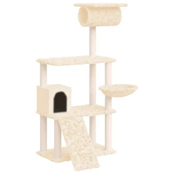 Rascador Para Gatos Con Postes De Sisal Crema 131 Cm Vidaxl