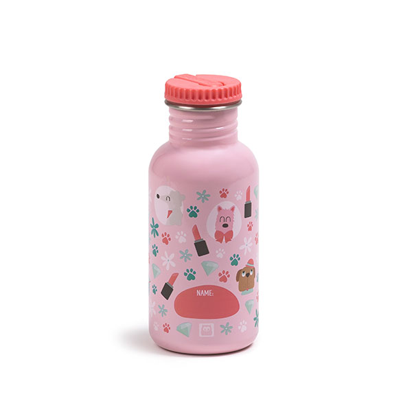 Botella rosa con perritos