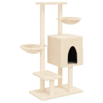 Rascador Para Gatos Con Postes De Sisal Color Crema 117 Cm Vidaxl