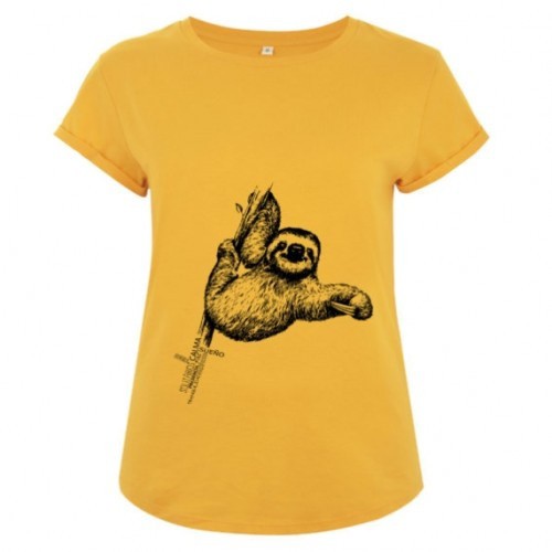 Camiseta manga corta algodón perezoso color Amarillo