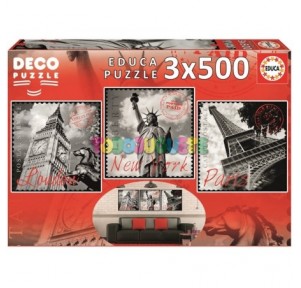 Puzzle 3x500 deco grandes ciudades