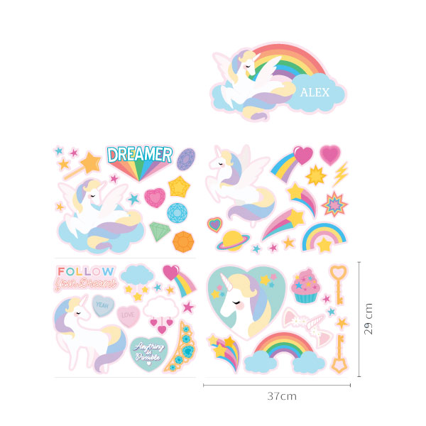 Vinilo de unicornios personalizable