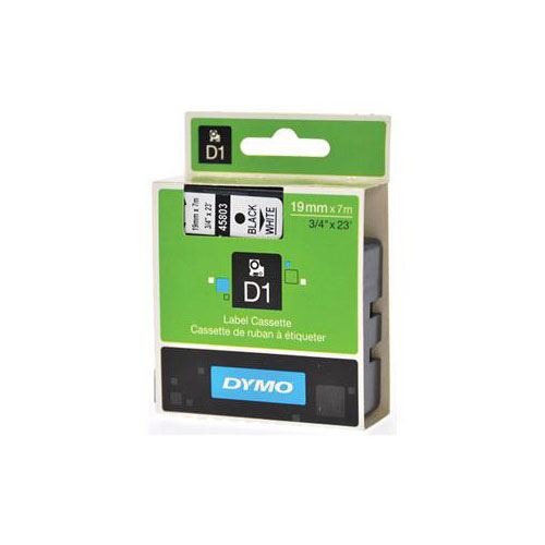 Dymo Cinta de transferencia térmica D1 45803 Poliéster autoadhesiva. Negro-Blanco 19mmx7M. Labelmanager S0720830