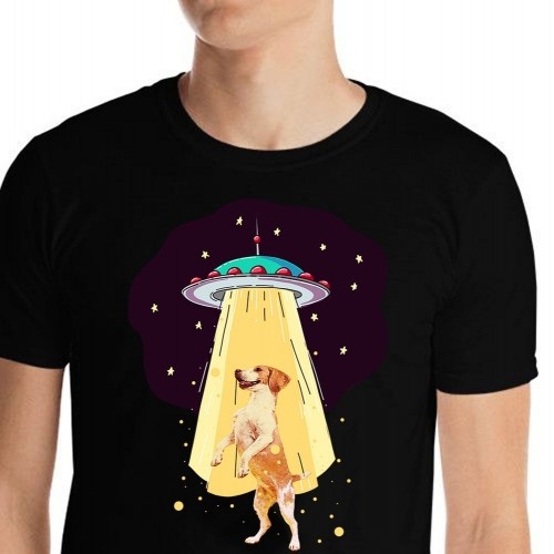 Mascochula camiseta hombre abduction personalizada con tu mascota negro