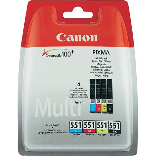 Pack de Cartucho de tintas 4 colores (CMYK) Canon CLI-551 6509B008