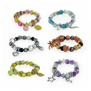 6 Pulseras Con Dijes Buki