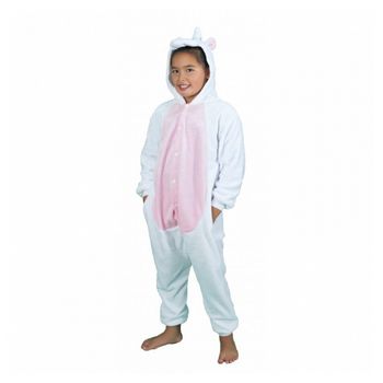 Disfraz De Unicornio Kigurumi Blanco Y Rosa, 7-9 Años