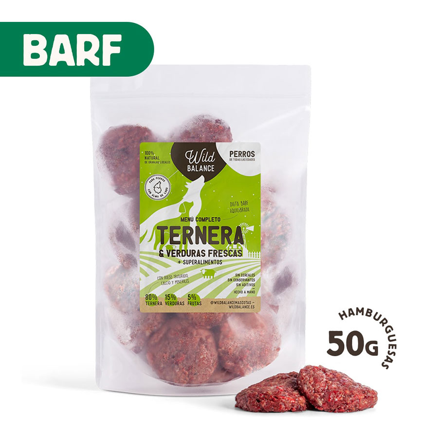 Pack de menú completo BARF para perros sabor Ternera