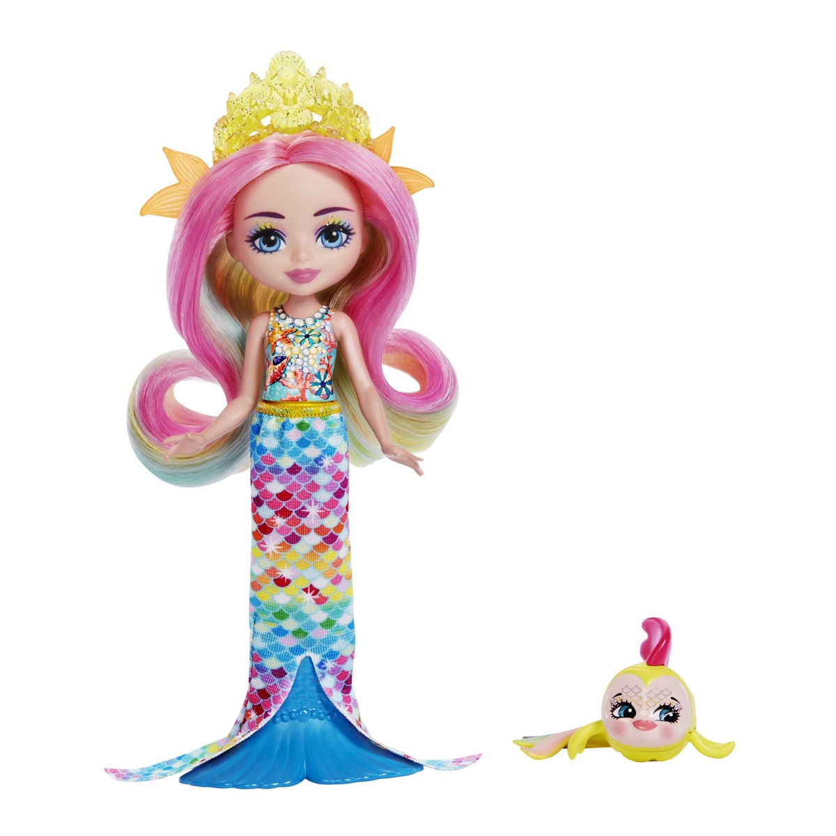 Enchantimals - Muñeca Rainey Rainbow Fish Con Mascota Pez Arcoíris De  Ocean Kingdom Royal