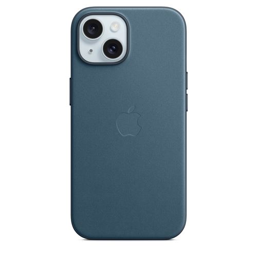 Funda de trenzado fino Apple Azul con MagSafe para iPhone 15