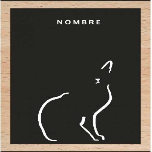 Ilustración gato doméstico marco de madera color Negro
