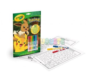 Libro Actividades Pokemon 7 Rotuladores Crayola