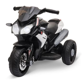 Moto Eléctrica Infantil +3 Años Con Batería 6v Negro Y Blanco Homcom